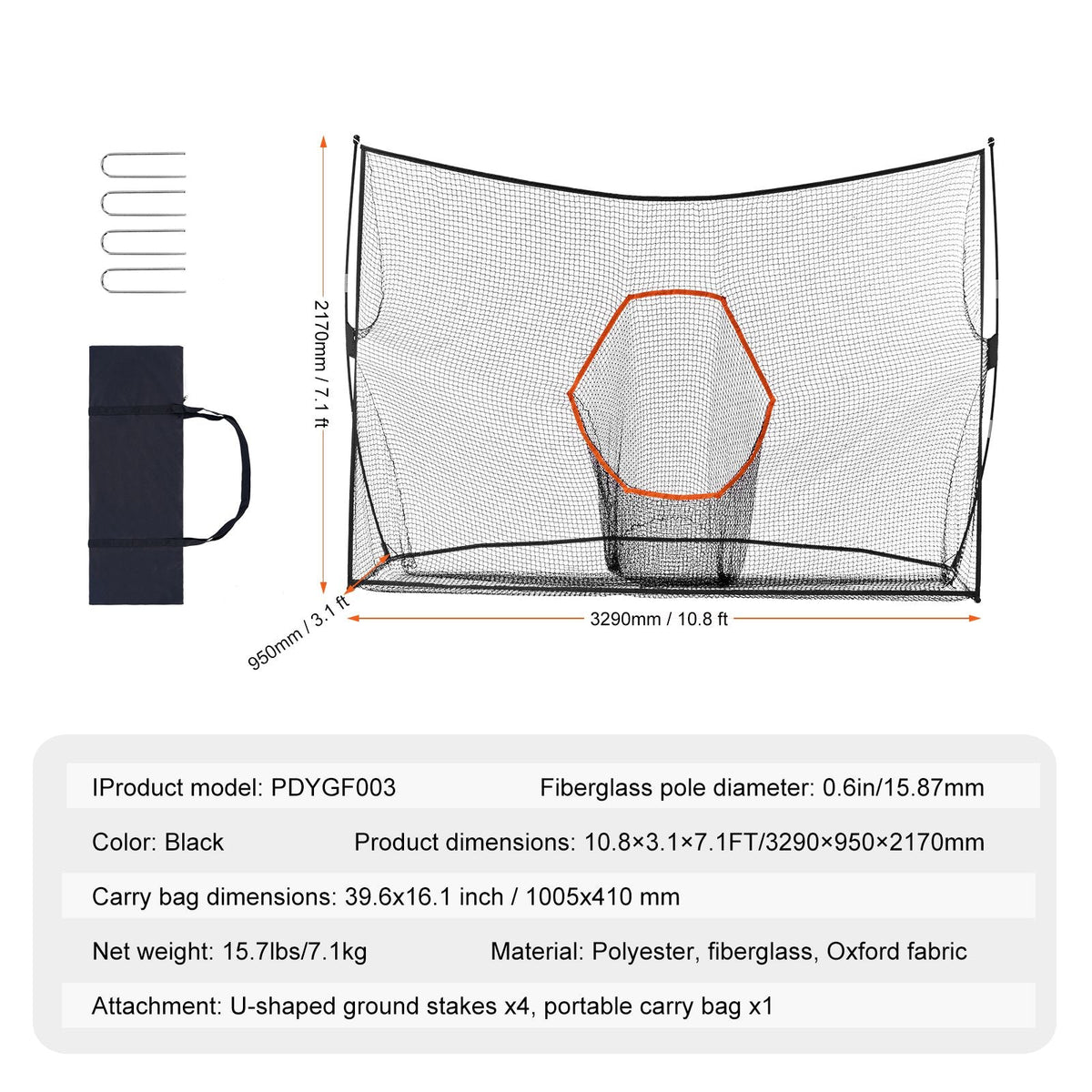 Golf Practice Hitting Net, Huge 10.8x7ft Golf Net, Personal Driving Range for Indoor Outdoor Use, Portable Home Golf Aid Net with Target/Fiberglass Frame/Carry Bag, Gift for Men, Golf Lovers