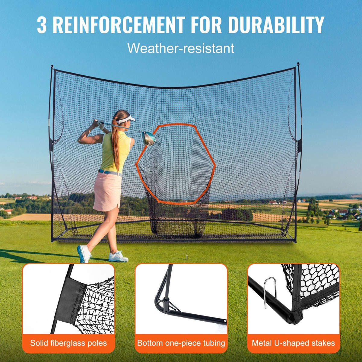 Golf Practice Hitting Net, Huge 10.8x7ft Golf Net, Personal Driving Range for Indoor Outdoor Use, Portable Home Golf Aid Net with Target/Fiberglass Frame/Carry Bag, Gift for Men, Golf Lovers