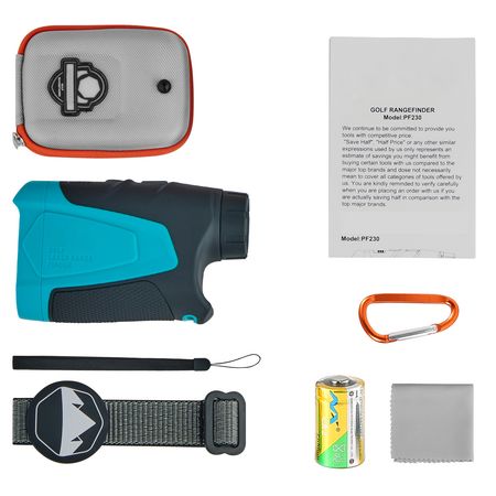Golf Rangefinder, 1300 Yards Laser Golfing Hunting Range Finder, 6X Magnification Distance Measuring, Golfing Accessory with External Magnet Mount, High-Precision Flag Lock, Slope, and Batteries