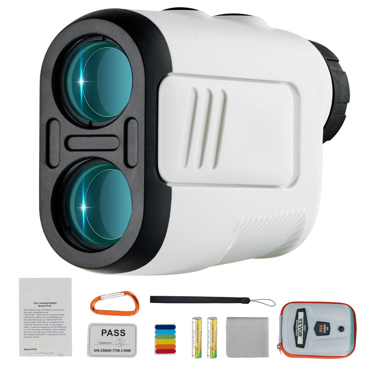 Golf Rangefinder, 650 Yards Laser Golfing Hunting Range Finder, 6X Magnification Distance Measuring, Golfing Accessory with High-Precision Flag Lock, Slope Switch, Continuous Scan, and Batteries