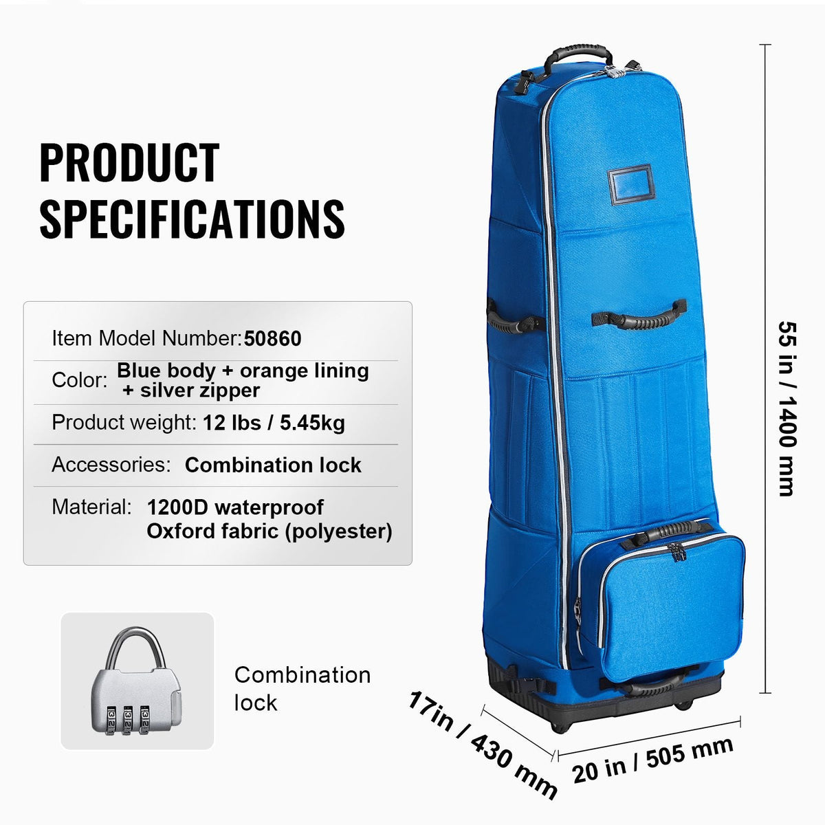 Golf Travel Bag, Outdoors Soft-Sided Golf Travel Cover, Heavy Duty 1200D Polyester Oxford Wear-Resistant Waterproof, Padded Luggage Case with Wheels, Foldable Golf Club Storage Bag for Airline