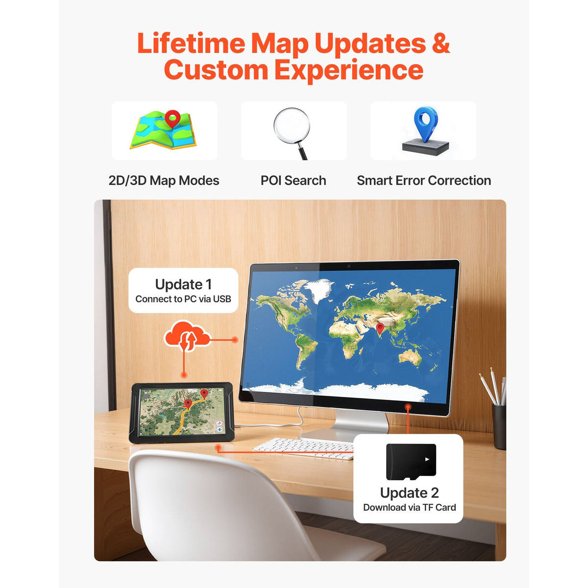 GPS Navigator for Car, 9 inch Touch Screen 16GB GPS Navigation System with Lifetime Map Updates, Voice Turn-by-Turn Guidance, Speed and Red Light Warning, Custom Truck Routing, for Car Truck RV