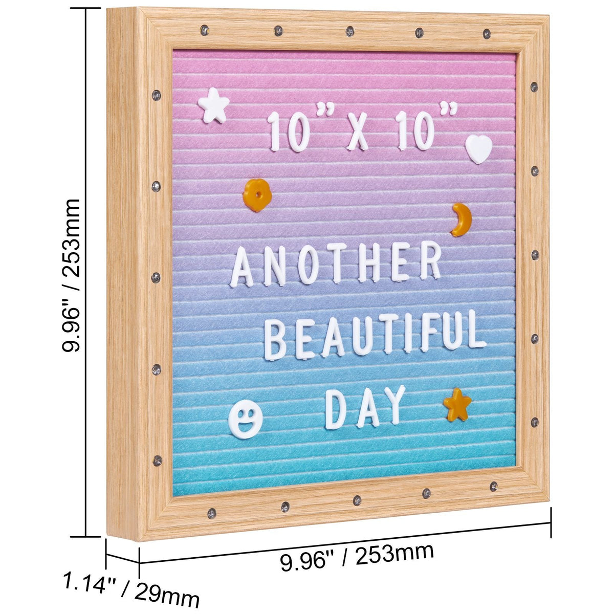 Gradient Felt Letter Board, 10"x10" Felt Message Board, Changeable Sign Boards with 510 Letters, Stand, and Built-in LED Lights, Baby Announcement Sign for Home Classroom Office Decor Wedding