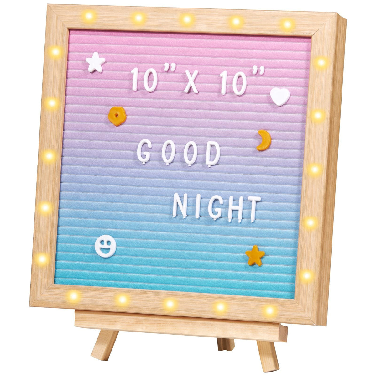 Gradient Felt Letter Board, 10"x10" Felt Message Board, Changeable Sign Boards with 510 Letters, Stand, and Built-in LED Lights, Baby Announcement Sign for Home Classroom Office Decor Wedding