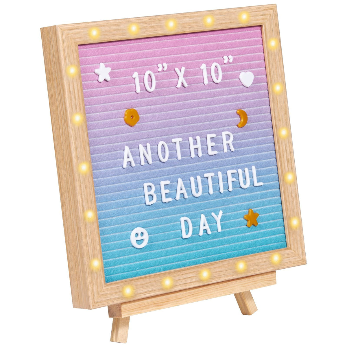 Gradient Felt Letter Board, 10"x10" Felt Message Board, Changeable Sign Boards with 510 Letters, Stand, and Built-in LED Lights, Baby Announcement Sign for Home Classroom Office Decor Wedding