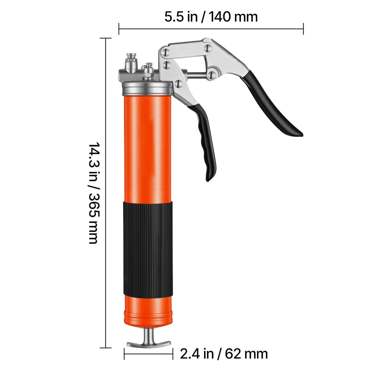 Grease Gun, 8000 PSI High Pressure, Heavy Duty Pistol Grip Grease Gun Kit with 14 oz Capacity, Includes 18-Inch Flex Hose, 1 Extension Rigid Pipe and 1 Sharp Type Nozzle for Automotive, Marine