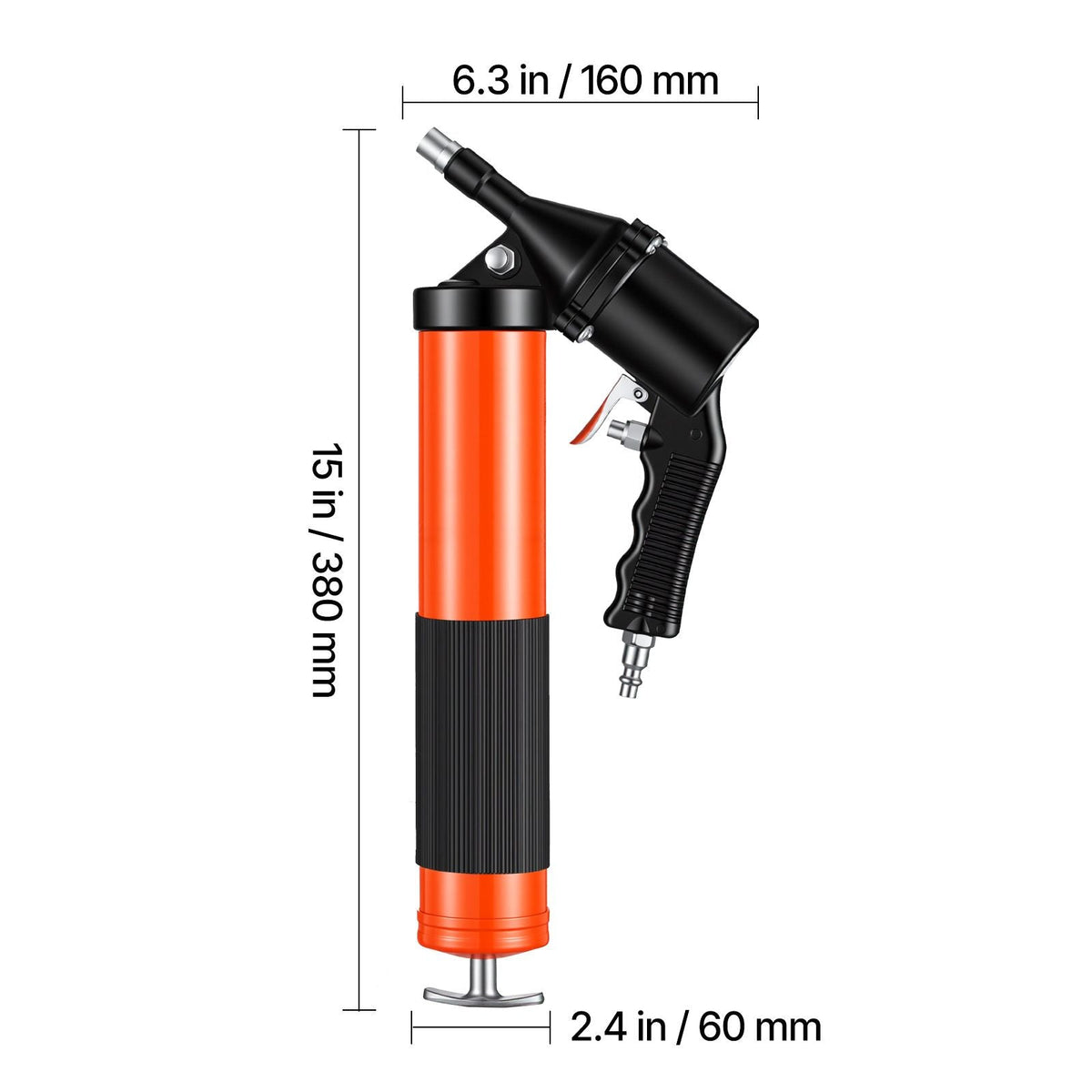 Grease Gun, Continuous Cycle Heavy Duty 6000 PSI High Pressure, Pistol Grip Grease Gun Kit with 14 oz Capacity, Includes 18-Inch Flex Hose, 1 Extension Rigid Pipe, 2 Flat Nozzles for Automotive
