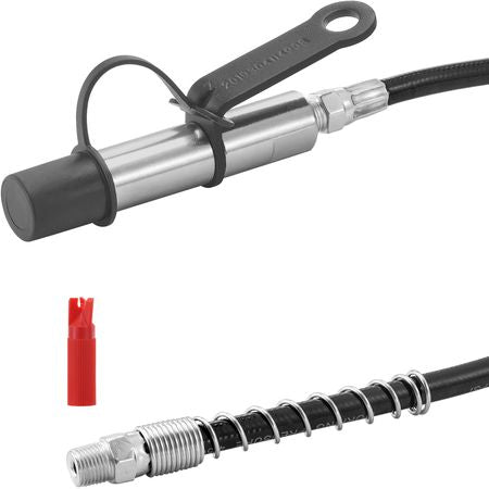 Grease Gun Coupler, 10000 PSI High Pressure, 3-Jaw Locking, Quick Release Grease Gun Tip with Hose/Zerk Fittings Cleaner/Leak-Proof Cap, Compatible with All Grease Guns 1/8" NPT Grease Fittings