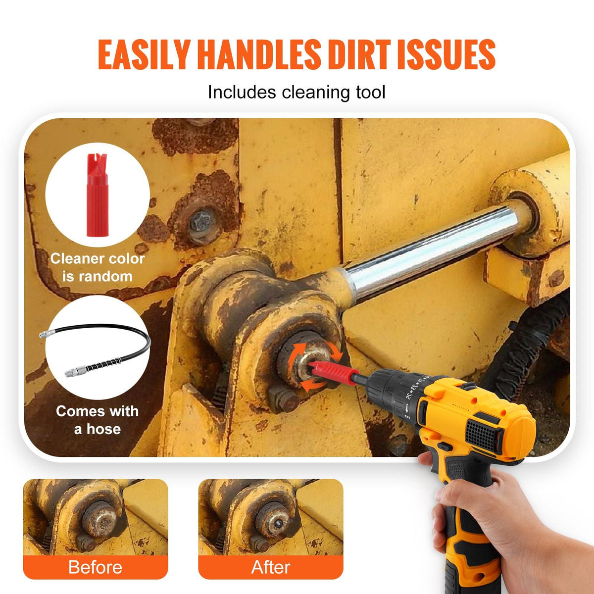 Grease Gun Coupler, 10000 PSI High Pressure, 6-Jaw Locking, Quick Release Grease Gun Tip with Hose/Zerk Fittings Cleaner, Compatible with All Grease Guns 1/8" NPT Grease Fittings for Automobiles