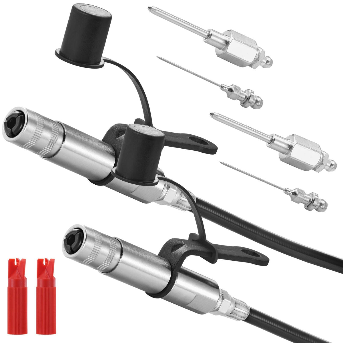 Grease Gun Coupler 2 PCS, 10000 PSI High Pressure, 3-Jaw Locking Quick Release Grease Gun Tip with Hose/Cleaner/Extension Needle/Leak-Proof Cap, Compatible with All Grease Guns 1/8" NPT Fittings