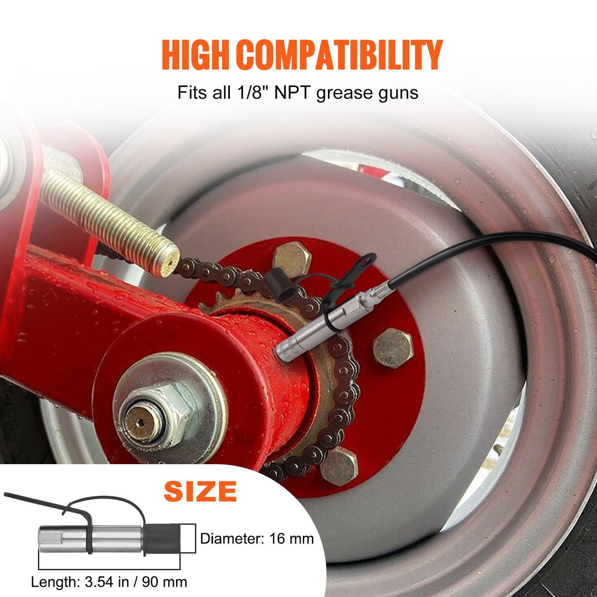 Grease Gun Coupler 2 PCS, 10000 PSI High Pressure, 3-Jaw Locking, Quick Release Grease Gun Tip with Hose/Zerk Fittings Cleaner/Leak-Proof Cap, Compatible with All Grease Guns 1/8" NPT Fittings