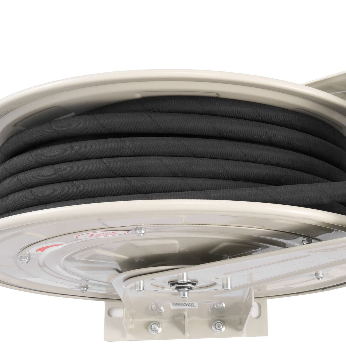 Grease Hose Reel, 1/4 in x 50 ft Retractable, Spring Driven Auto Swivel Rewind, Max 10152 PSI, Heavy-Duty Carbon Steel Construction with Steel Wire Braided Hose, for Lube, Grease, Hydraulic Oil