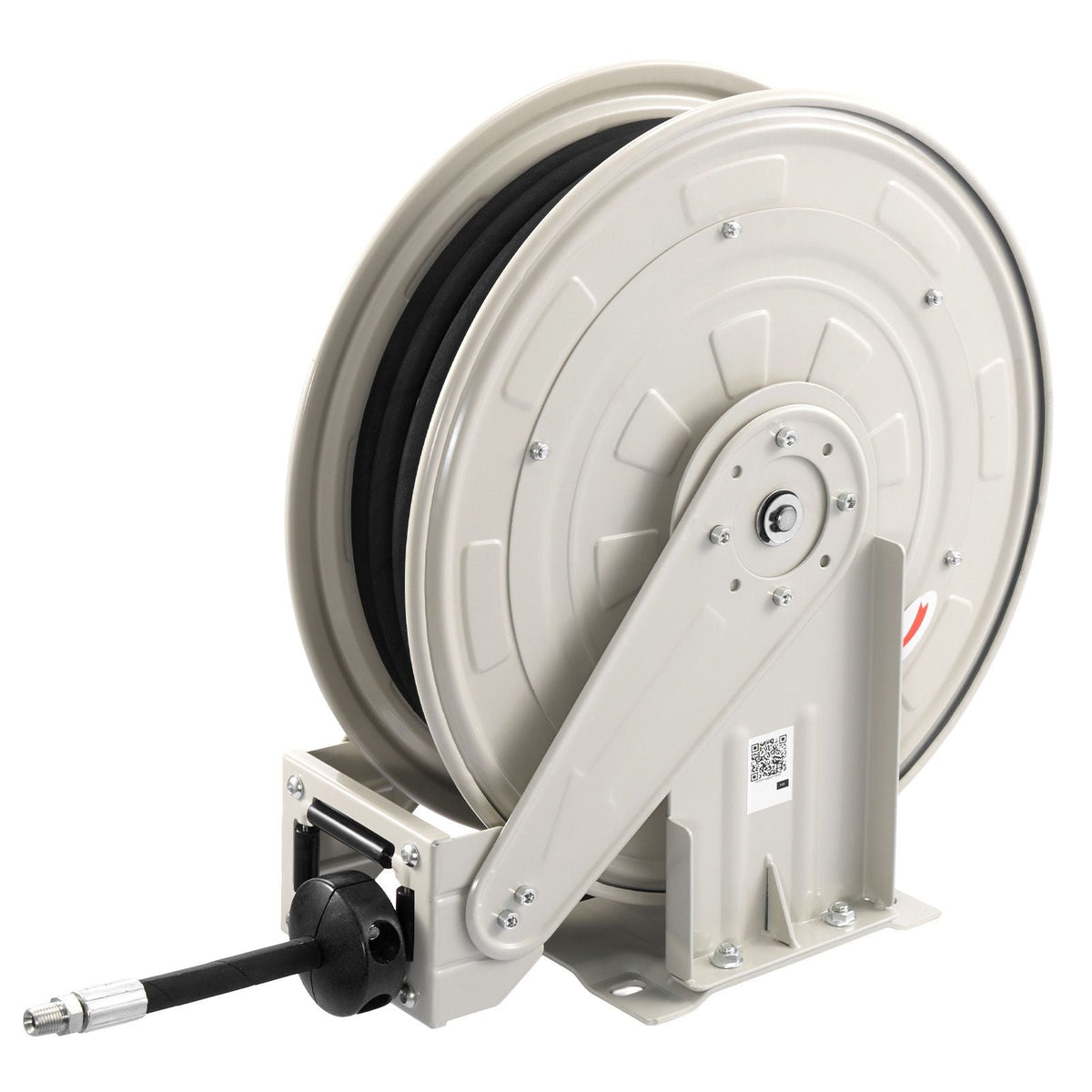 Grease Hose Reel, 1/4 in x 50 ft Retractable, Spring Driven Auto Swivel Rewind, Max 10152 PSI, Heavy-Duty Carbon Steel Construction with Steel Wire Braided Hose, for Lube, Grease, Hydraulic Oil
