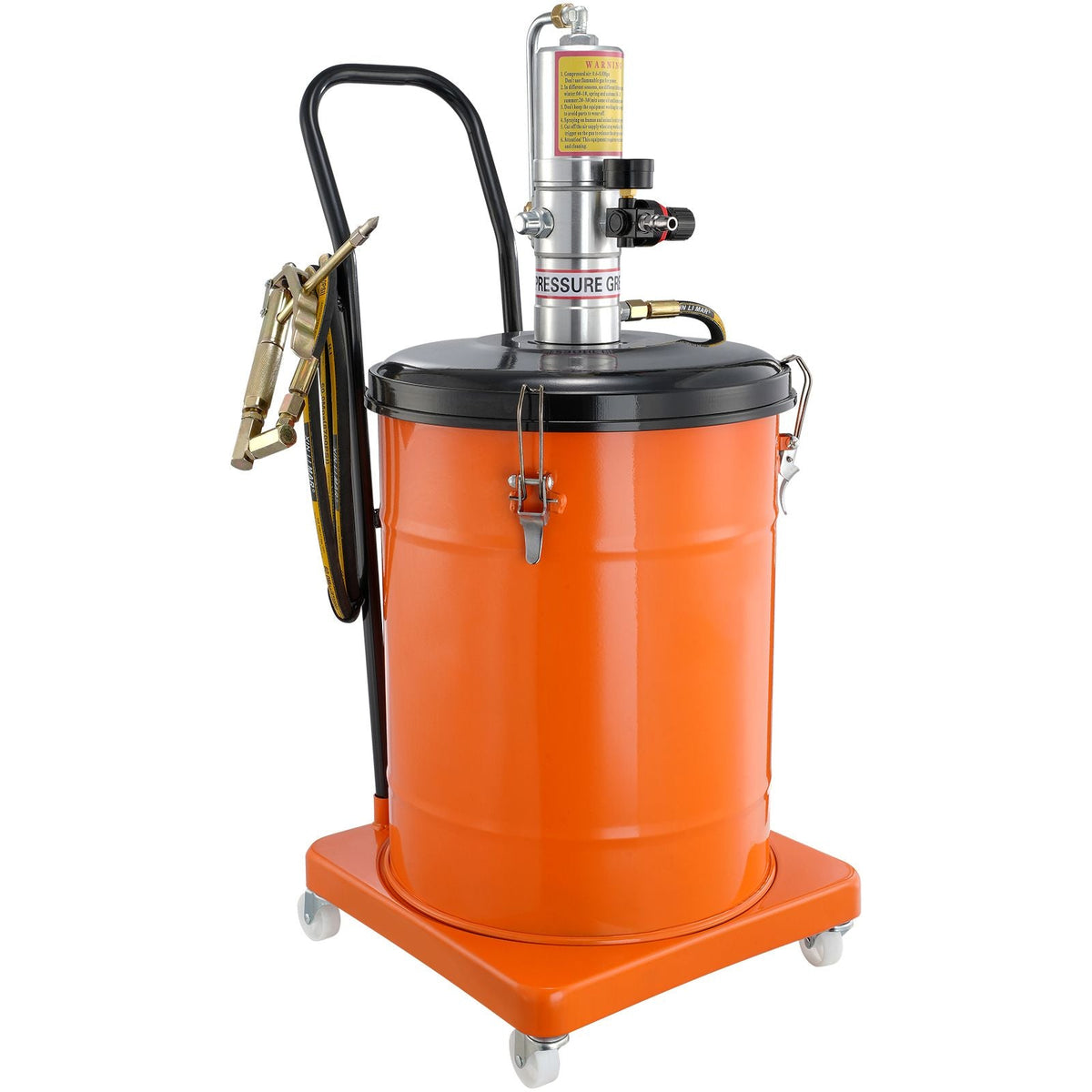 Grease Pump, 10.5 Gallon 40L Air Operated Grease Pump with 13 ft High Pressure Hose and Grease Gun, Pneumatic Grease Bucket Pump with Wheels, Portable Lubrication Grease Pump 50:1 Pressure Ratio