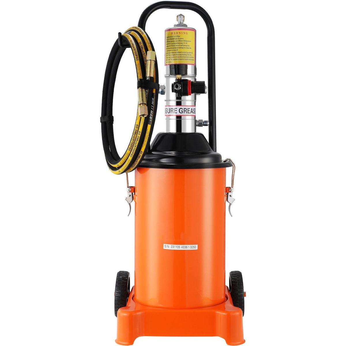 Grease Pump, 3 Gallon 12L, Air Operated Grease Pump with 13 ft High Pressure Hose and Grease Gun, Pneumatic Grease Bucket Pump with Wheels, Portable Lubrication Grease Pump 50:1 Pressure Ratio