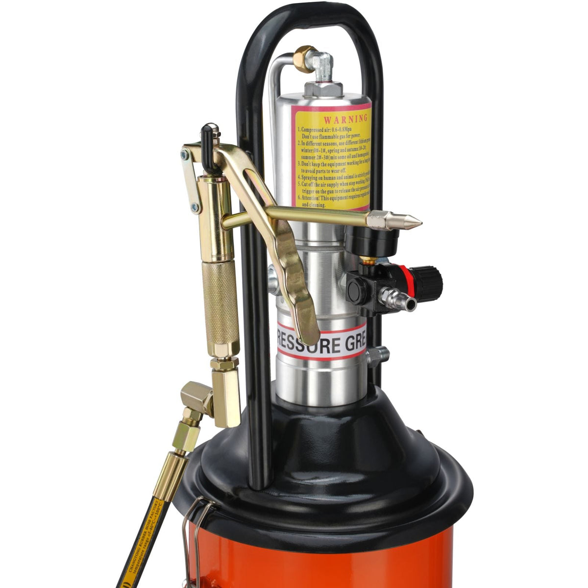 Grease Pump, 3 Gallon 12L, Air Operated Grease Pump with 13 ft High Pressure Hose and Grease Gun, Pneumatic Grease Bucket Pump with Wheels, Portable Lubrication Grease Pump 50:1 Pressure Ratio