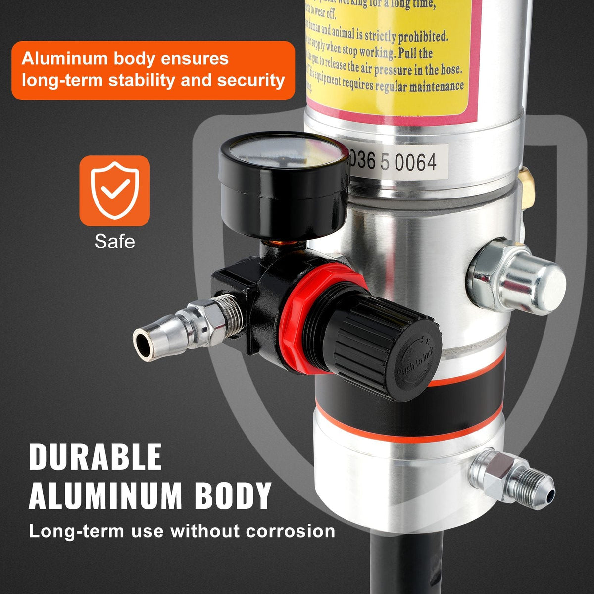 Grease Pump, 50:1 Pressure Ratio Air Operated Grease Pump with 13 ft High Pressure Hose and Grease Gun, Pneumatic Grease Pump, Portable Lubrication Grease Pump with 360° Swivel Grease Gun Head