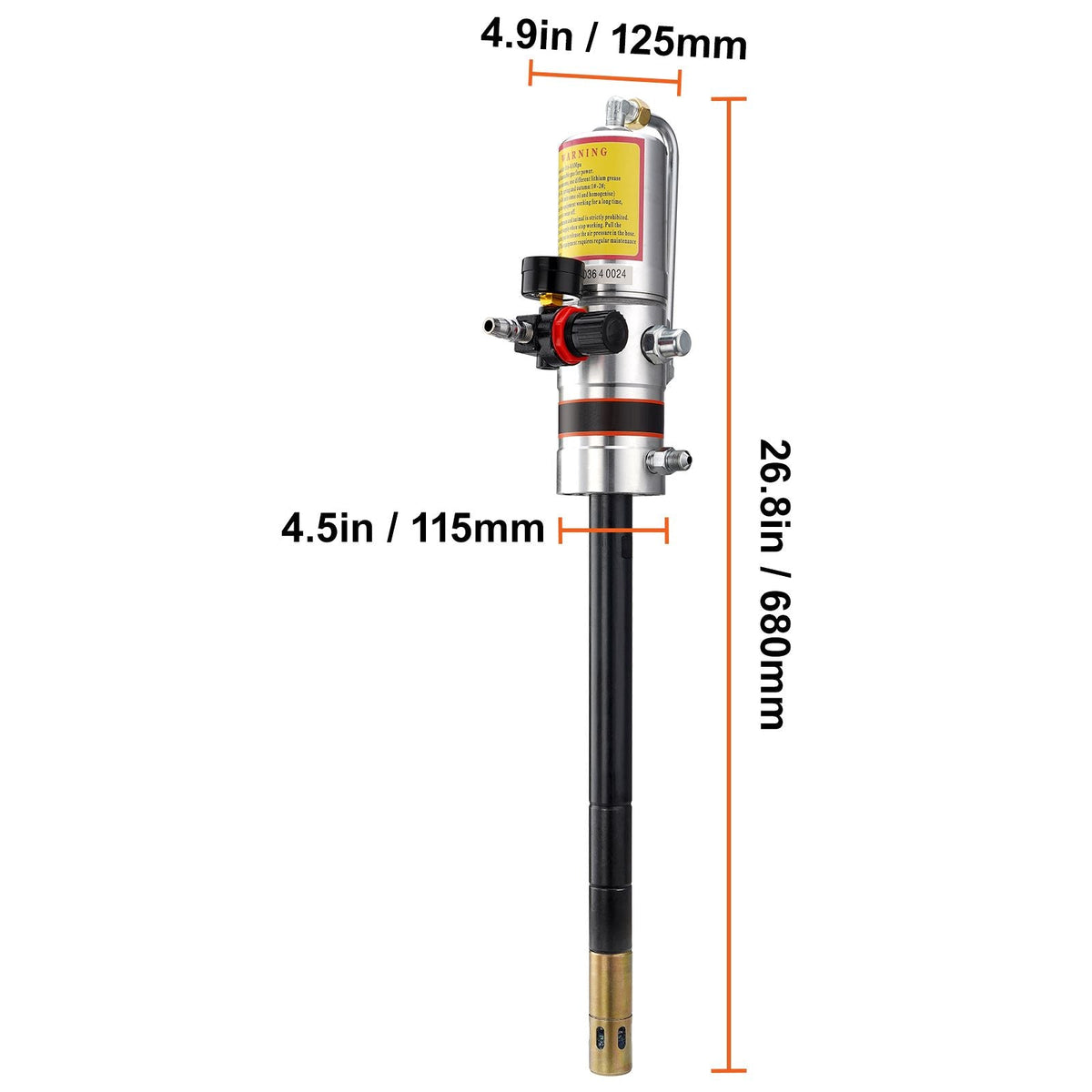 Grease Pump, 50:1 Pressure Ratio Air Operated Grease Pump with 13 ft High Pressure Hose and Grease Gun, Pneumatic Grease Pump, Portable Lubrication Grease Pump with 360° Swivel Grease Gun Head