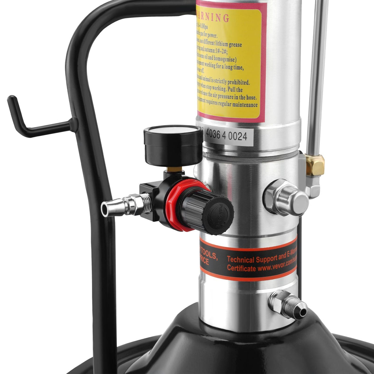 Grease Pump, 50:1 Pressure Ratio Air Operated Grease Pump with 13 ft High Pressure Hose and Grease Gun, Pneumatic Grease Pump with Barrel Cap, Portable Lubrication Grease Pump 360° Gun Head