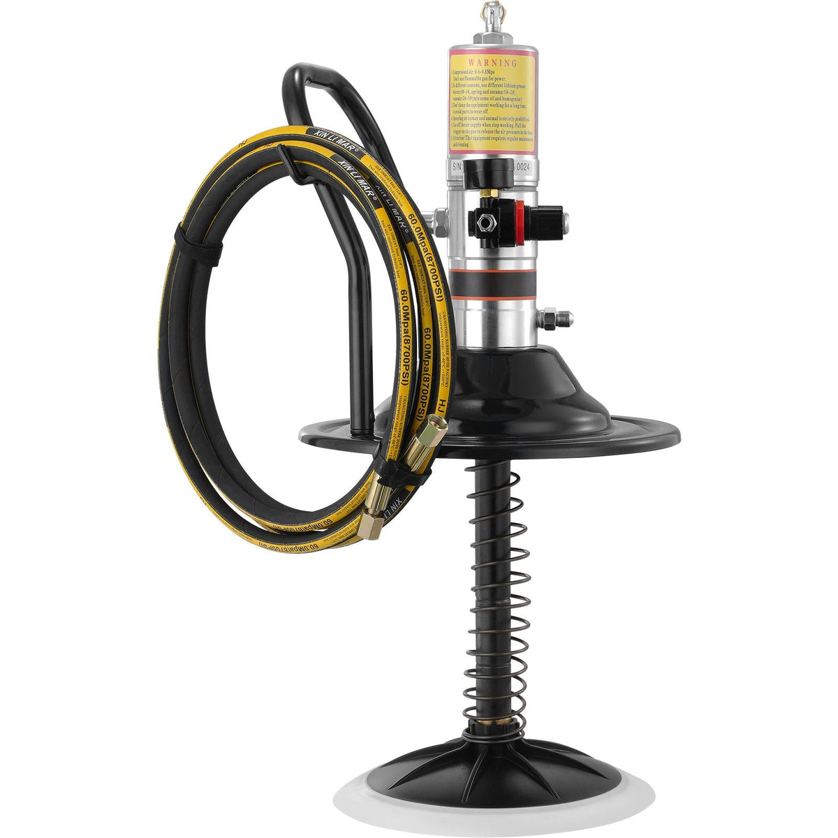 Grease Pump, 50:1 Pressure Ratio Air Operated Grease Pump with 13 ft High Pressure Hose and Grease Gun, Pneumatic Grease Pump with Barrel Cap, Portable Lubrication Grease Pump 360° Gun Head