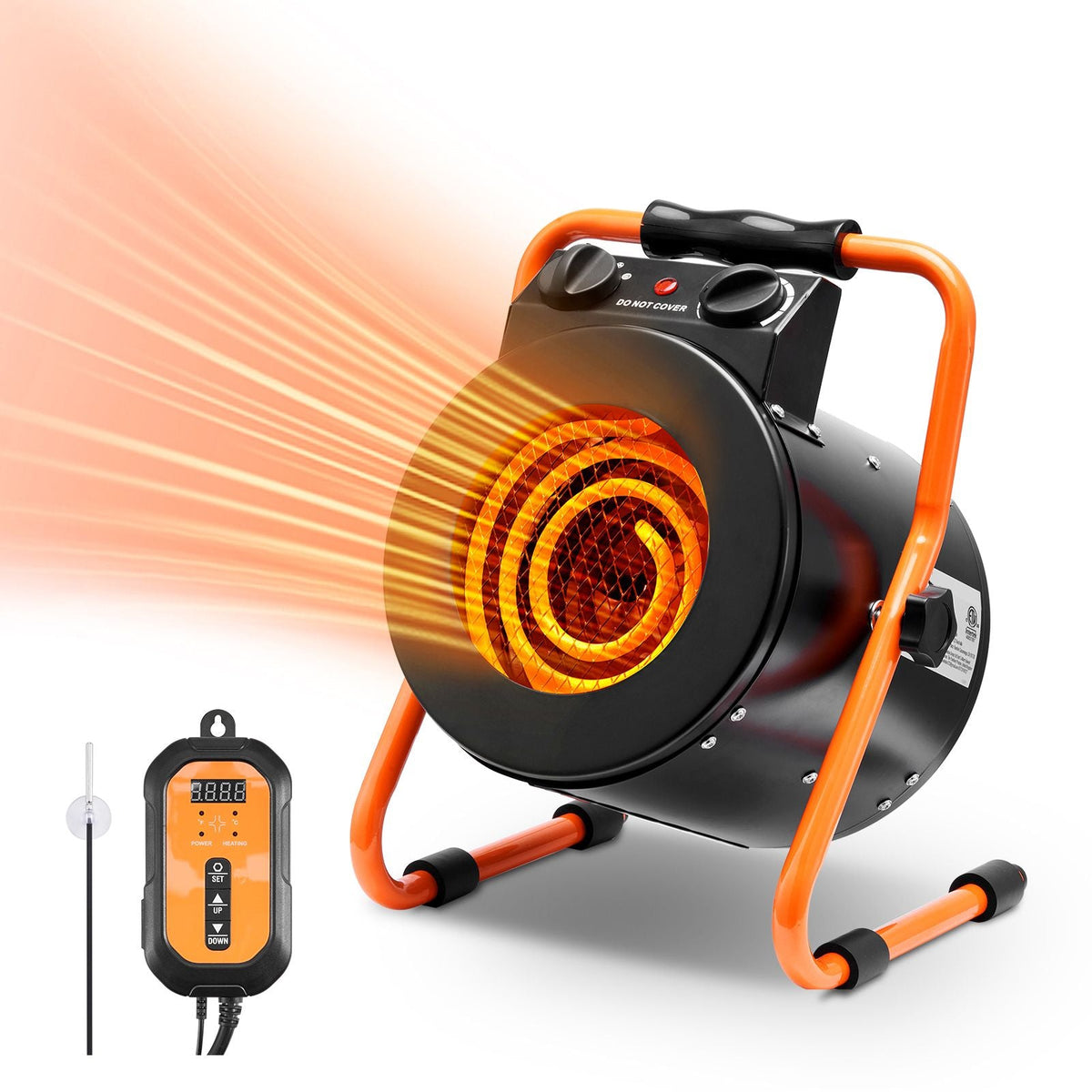 Greenhouse Heater with Thermostat, 1500W Fast Heating with Overheat Protection, 2-Speed Setting Small Grow Tent Heater, Electric Portable Heater Fan for Green House, Flower Room, Workplace