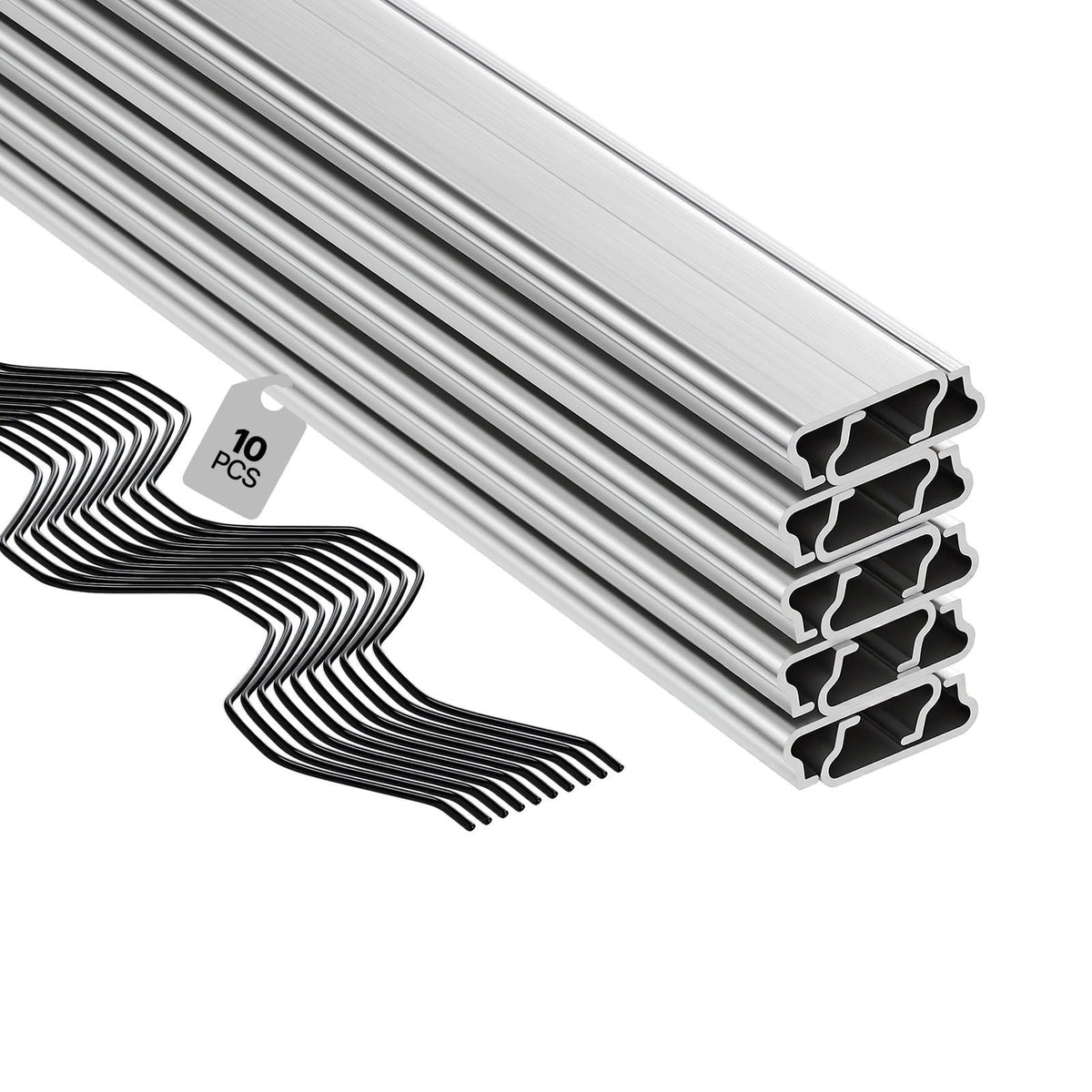 Greenhouse Spring Wire and Lock Channel, 10 Packs 6.56 ft PVC-Coated Wiggle Wire & Aluminum Alloy Channel Bundle Kit with Included Screws, 0.05 in Thickened, Poly Film & Shade Cloth Attachments