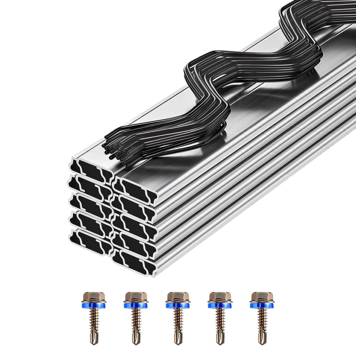Greenhouse Spring Wire and Lock Channel, 20 Packs 6.56 ft PVC-Coated Wiggle Wire & Aluminum Alloy Channel Bundle Kit with Included Screws, 0.05 in Thickened, Poly Film & Shade Cloth Attachments