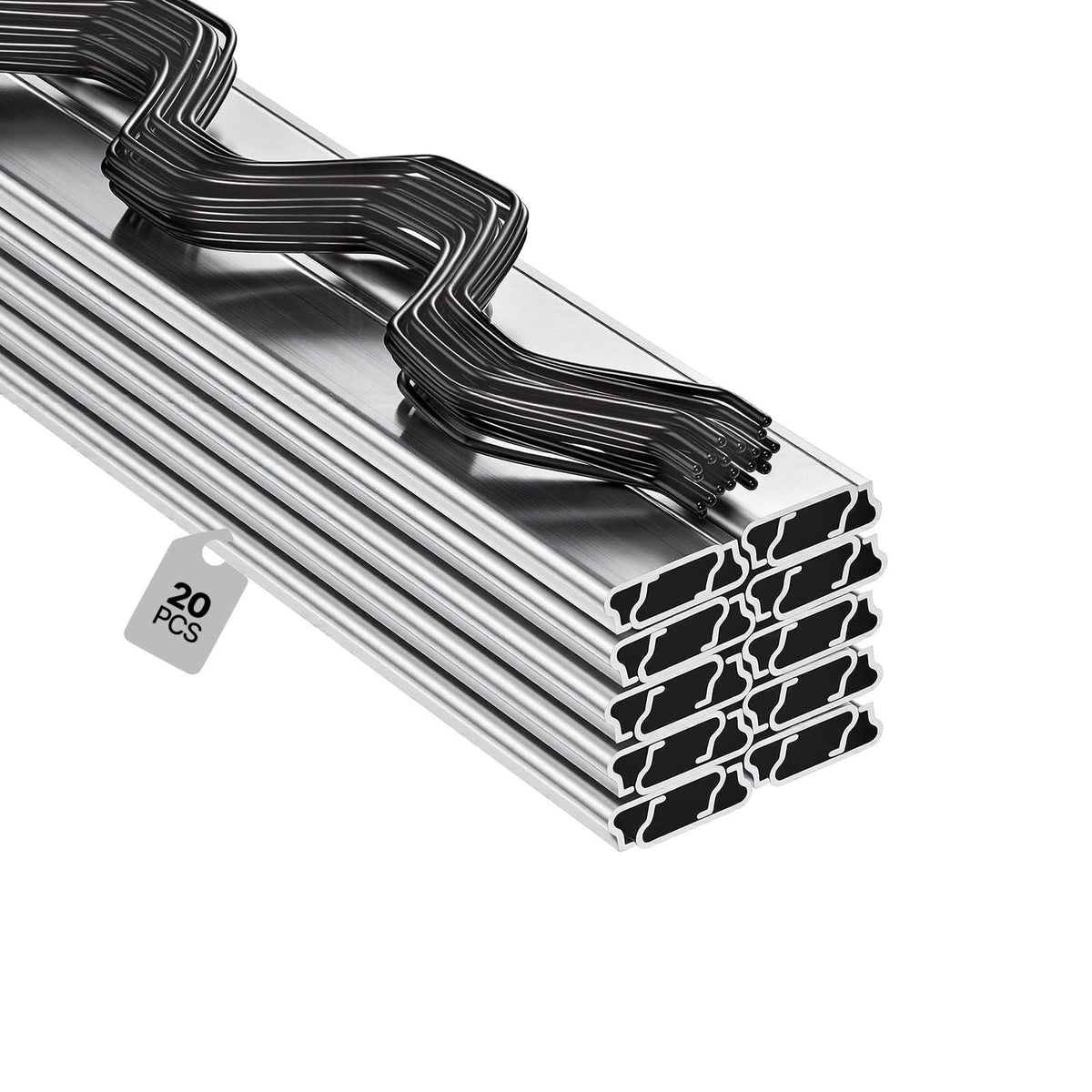 Greenhouse Spring Wire and Lock Channel, 20 Packs 6.56 ft PVC-Coated Wiggle Wire & Aluminum Alloy Channel Bundle Kit with Included Screws, 0.05 in Thickened, Poly Film & Shade Cloth Attachments