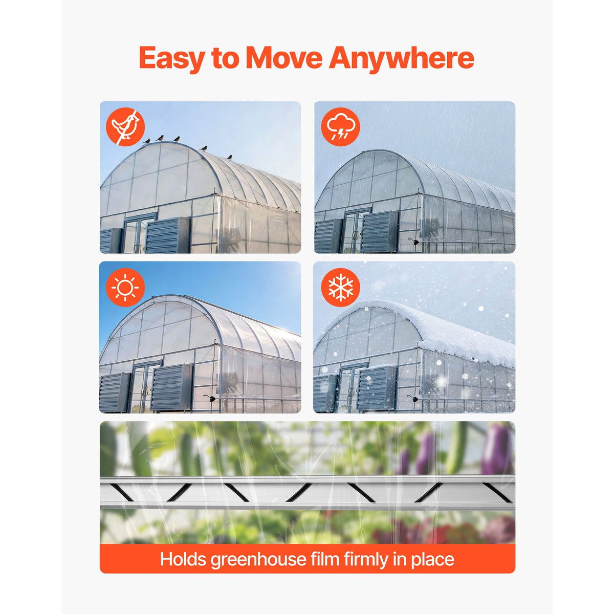 Greenhouse Spring Wire and Lock Channel, 30 Packs 6.56 ft PVC-Coated Wiggle Wire & Aluminum Alloy Channel Bundle Kit with Included Screws, 0.05 in Thickened, Poly Film & Shade Cloth Attachments