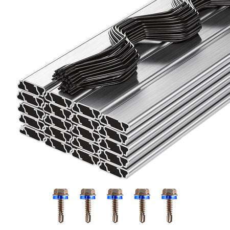 Greenhouse Spring Wire and Lock Channel, 40 Packs 6.56 ft PVC-Coated Wiggle Wire & Aluminum Alloy Channel Bundle Kit with Included Screws, 0.05 in Thickened, Poly Film & Shade Cloth Attachments