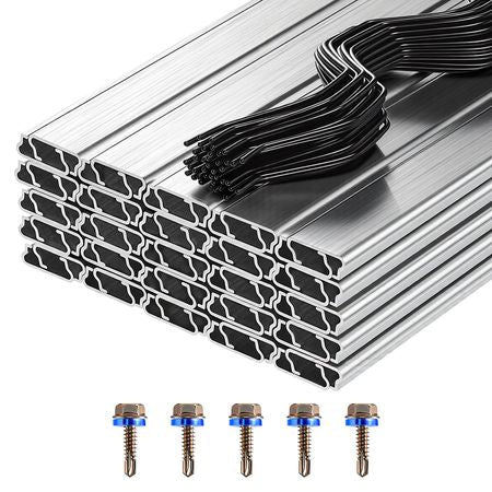 Greenhouse Spring Wire and Lock Channel, 50 Packs 6.56 ft PVC-Coated Wiggle Wire & Aluminum Alloy Channel Bundle Kit with Included Screws, 0.05 in Thickened, Poly Film & Shade Cloth Attachments