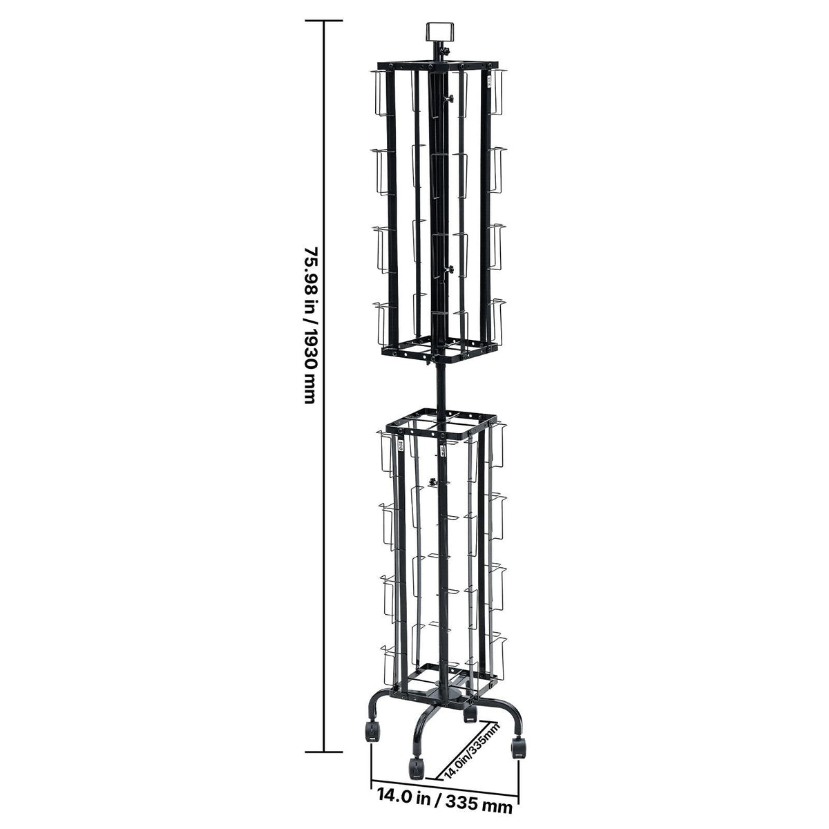 Greeting Cards Display Rack, 32 Pockets Rotating Postcard Brochure Display Stand, 360° Spinning Card Display Rack with Sign Holder & 4 Wheels (2 Lockable) for Exhibitions Office Trade Show