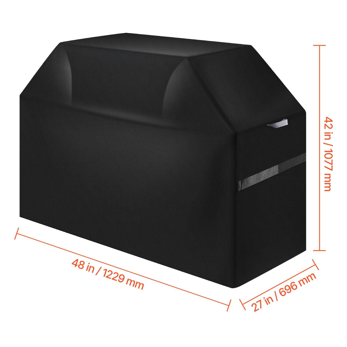 Grill Cover, 48 inch BBQ Covers for Outdoor Grills, Waterproof, Fade Resistant, Weather Resistant Heavy Duty 600D Polyester, Easy On/Off, with Hook-and-Loop Straps, Black