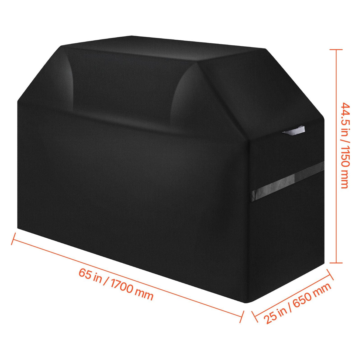 Grill Cover, 65 inch BBQ Covers for Outdoor Grills, Waterproof, Fade Resistant, Weather Resistant Heavy Duty 600D Polyester, Easy On/Off, with Hook-and-Loop Straps, Black