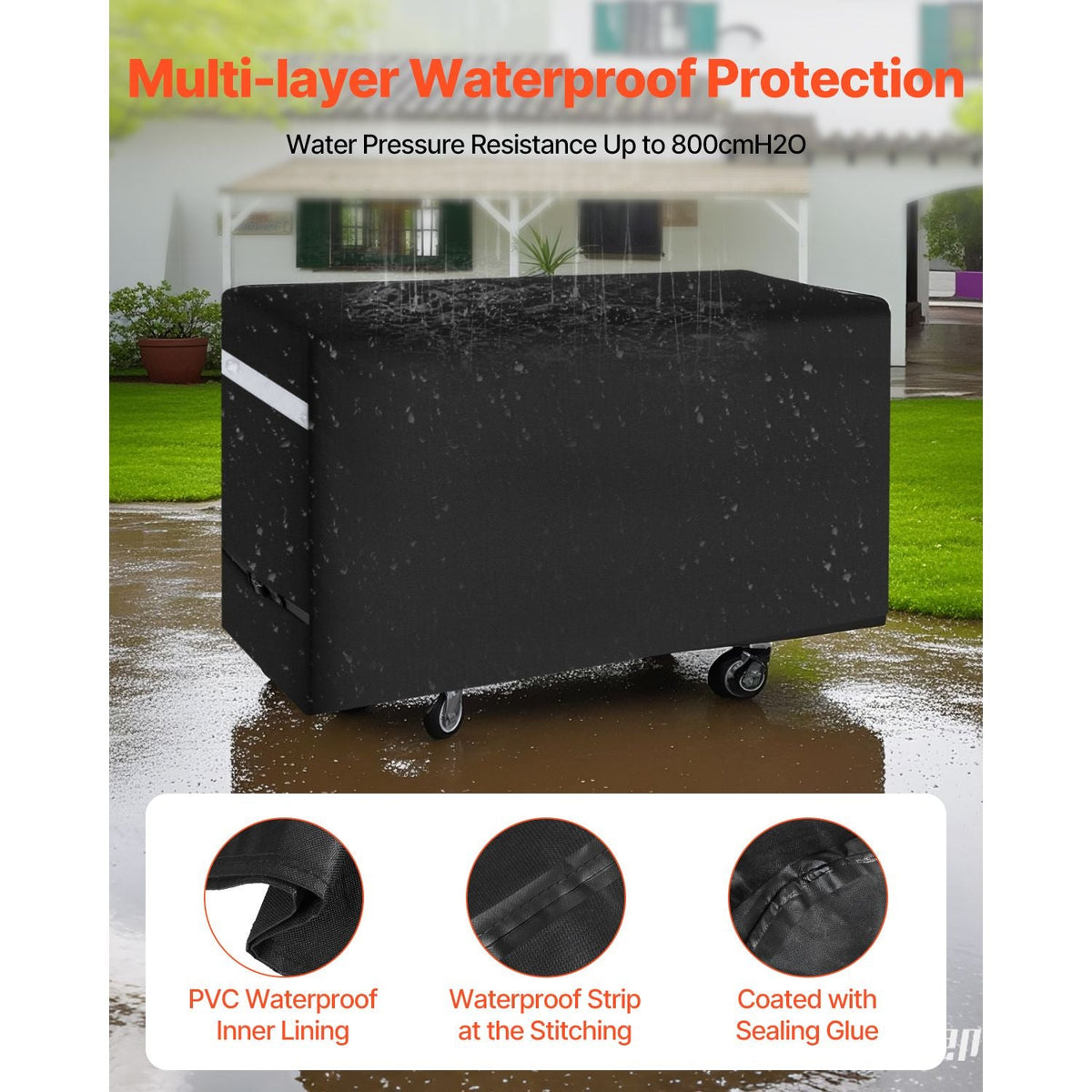 Grill Cover, 66 inch BBQ Covers for Outdoor Grills, Waterproof, Fade Resistant, Weather Resistant Heavy Duty 600D Polyester, Easy On/Off, with Secure Buckles, Black