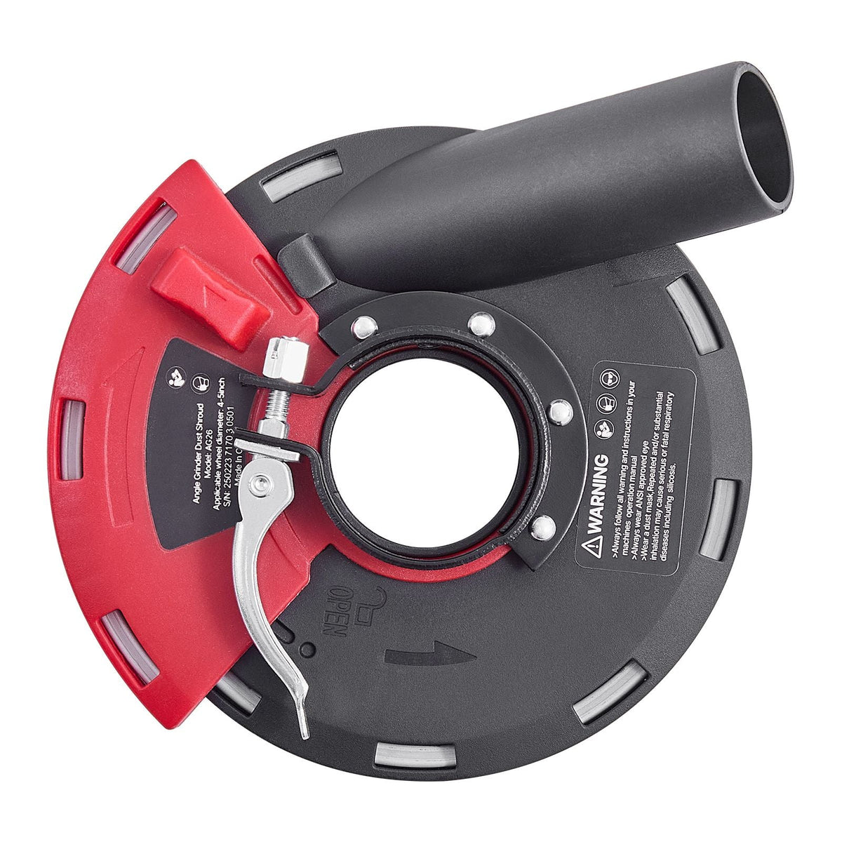 Grinding Dust Shroud for Angle Grinder, Universal 4-5 in, Surface Grinder Dust Shroud with 6 Clamping Washers & 5 in Diamond Grinding Cup Wheel, Connect to Vacuum Cleaner, for Wood Concrete Wall