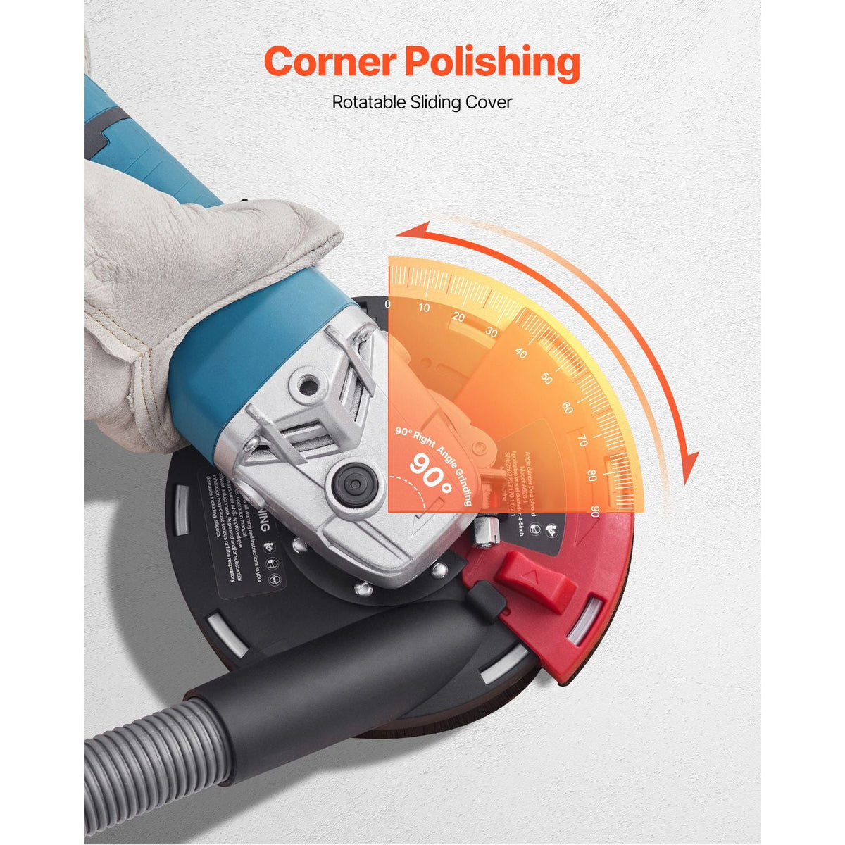 Grinding Dust Shroud for Angle Grinder, Universal 4-5 in, Surface Grinder Dust Shroud with 6 Clamping Washers, Connect to Vacuum Cleaner, Suitable for Grinding Wood Concrete Wall Stone