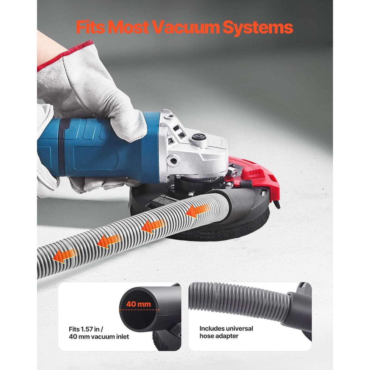 Grinding Dust Shroud for Angle Grinder, Universal 4-5 in, Surface Grinder Dust Shroud with 6 Clamping Washers, Connect to Vacuum Cleaner, Suitable for Grinding Wood Concrete Wall Stone