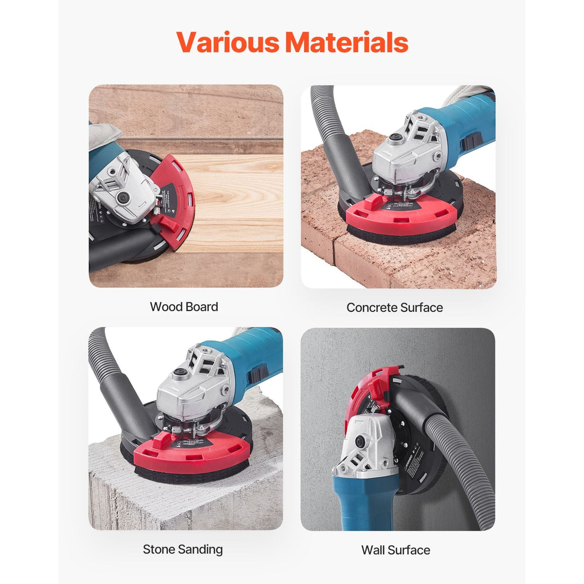 Grinding Dust Shroud for Angle Grinder, Universal 4-5 in, Surface Grinder Dust Shroud with 6 Clamping Washers, Connect to Vacuum Cleaner, Suitable for Grinding Wood Concrete Wall Stone
