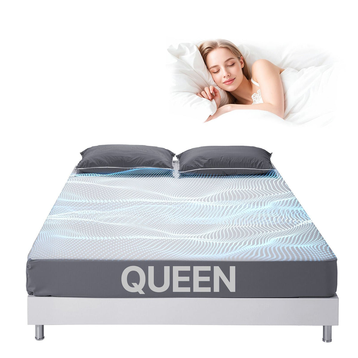 Grounding Sheets, Queen Size, 90% Cotton + 10% Pure Silver Fiber, Earth Grounded Fitted Bed Sheets, with Grounding Cord & Tester, for Improved Sleep & Wellness (Gray, Queen - 60 x 80 x 15 in)