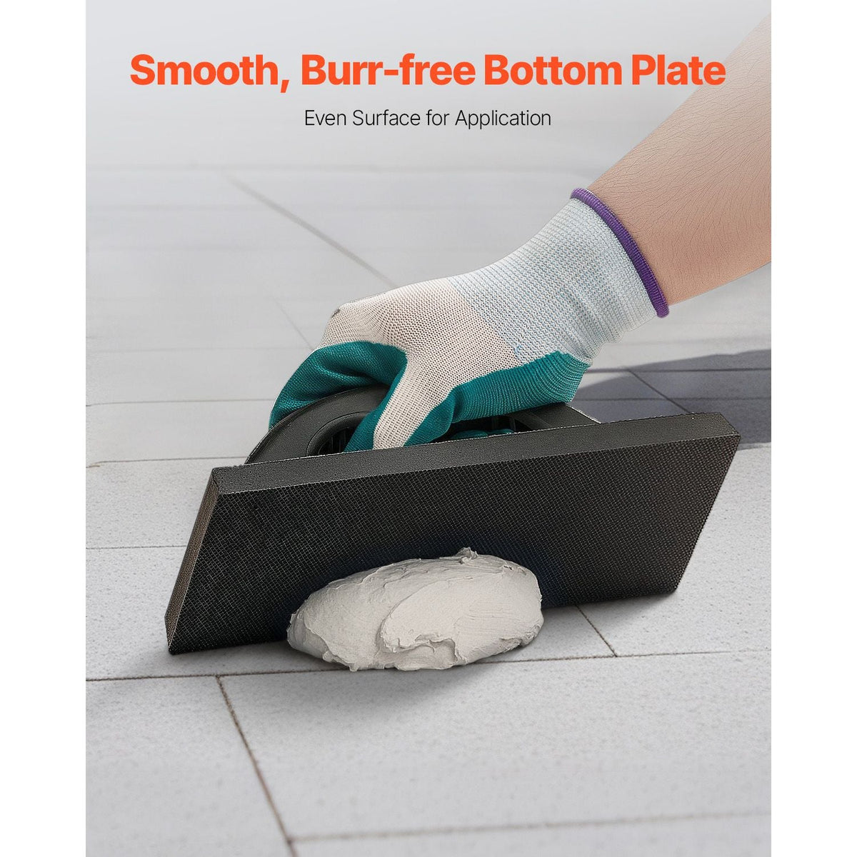 Grout Float, Professional Rubber Tile Grout Tool with Anti-slip Handle & Lightweight Aluminum Connector Backplate, Easy to Operate & Cleaning for Smoothly Apply to Concrete, Plaster, Drywall