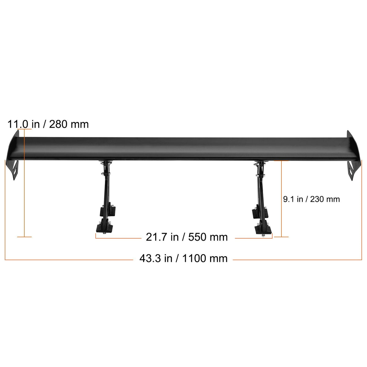 GT Wing Car Spoiler, 43.3 inch Universal Spoiler with Single Deck, Adjustable Lightweight Aluminum, Car Rear Spoiler Wing, Racing Spoiler BGW/JDM Drift Black