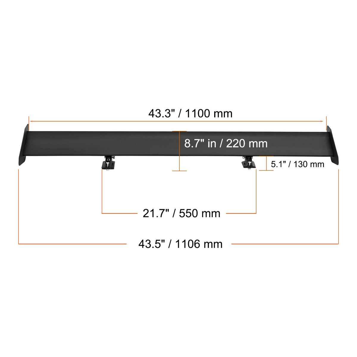 GT Wing Car Spoiler, 43.3 inch Universal Spoiler with Single Deck, Adjustable Lightweight Aluminum, Car Rear Spoiler Wing, Racing Spoiler BGW/JDM Drift Black