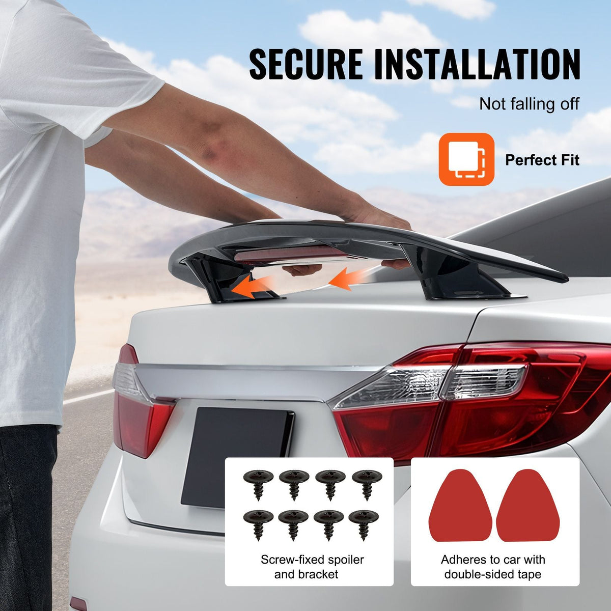 GT Wing Car Spoiler, 46.3 inch Universal Spoiler, Compatible with most Sedans and Coupes, High Strength ABS Material, Car Rear Spoiler Wing, Racing Spoiler BGW/JDM Drift Glossy Black