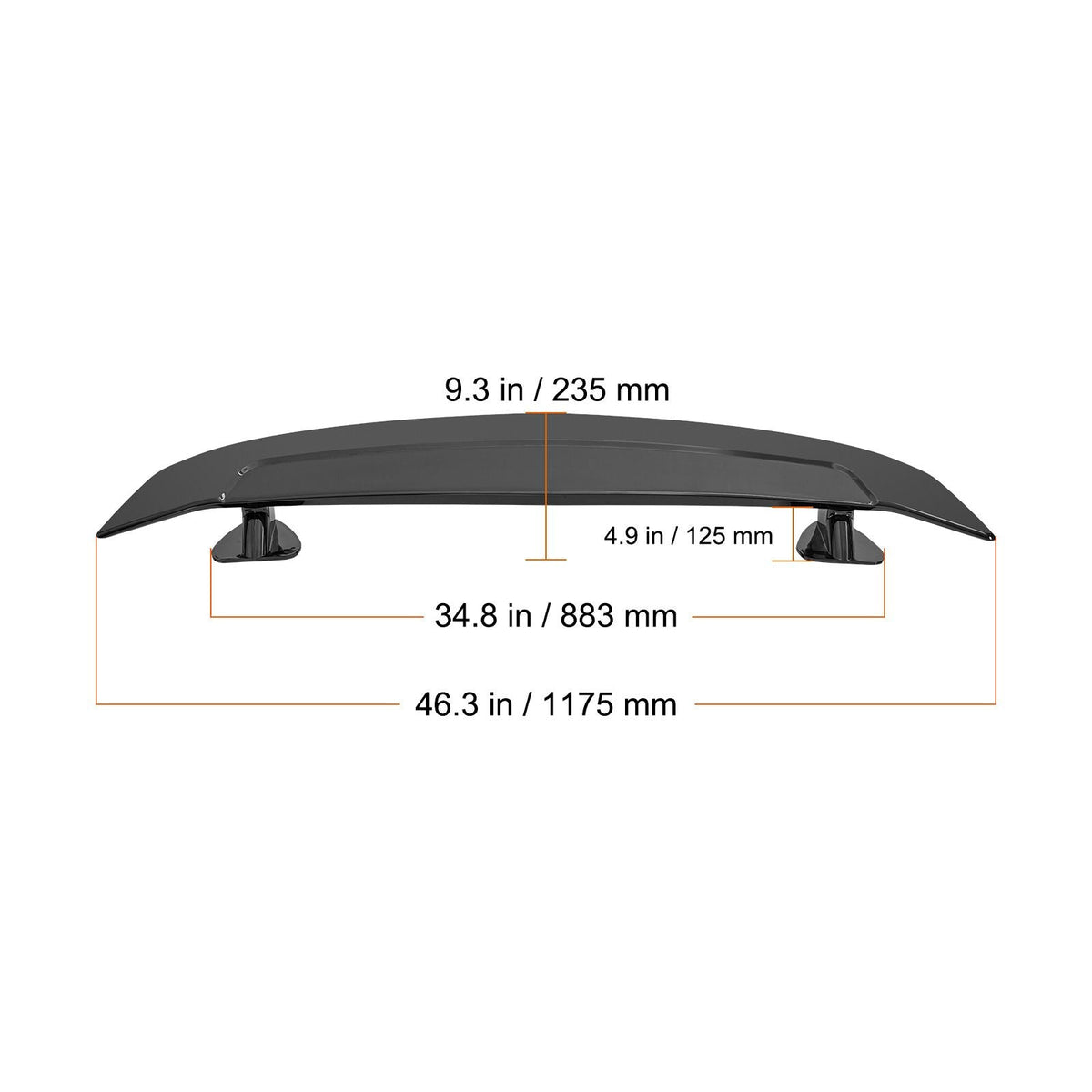 GT Wing Car Spoiler, 46.3 inch Universal Spoiler, Compatible with most Sedans and Coupes, High Strength ABS Material, Car Rear Spoiler Wing, Racing Spoiler BGW/JDM Drift Glossy Black