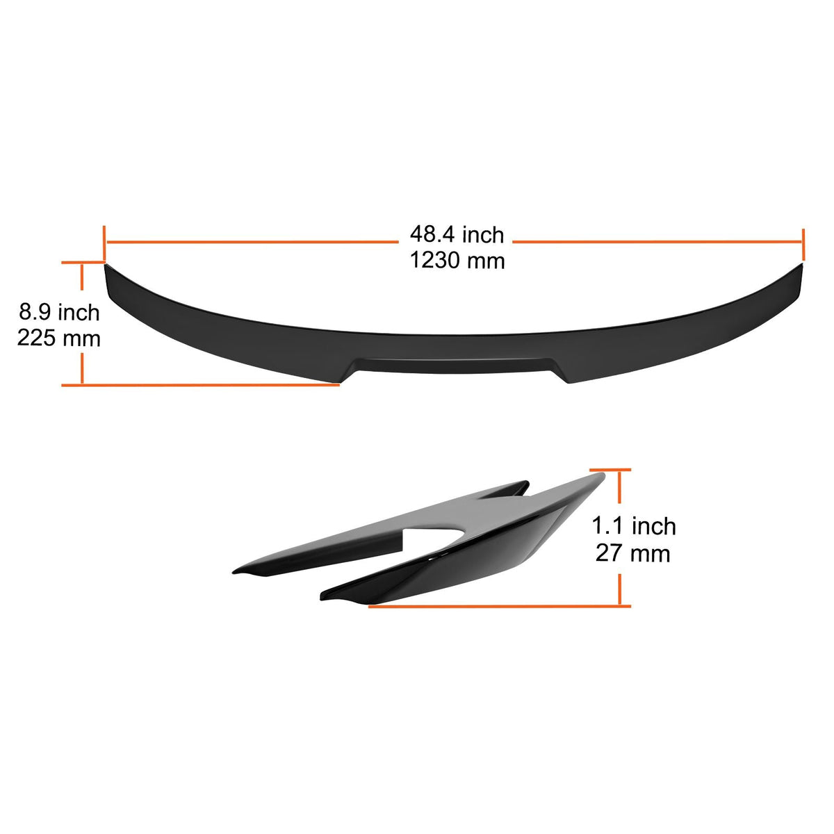 GT Wing Car Spoiler, 48.4 inch Spoiler, Compatible with 2012-2018 BMW F30, High Strength ABS Material, Baking Paint, Car Rear Spoiler Wing, Racing Spoilers for Cars, Glossy Black