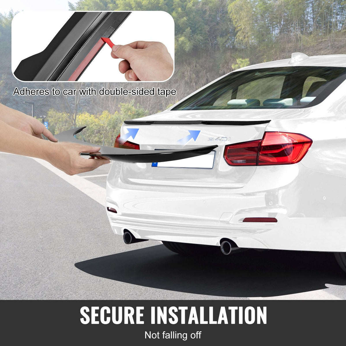 GT Wing Car Spoiler, 48.4 inch Spoiler, Compatible with 2012-2018 BMW F30, High Strength ABS Material, Baking Paint, Car Rear Spoiler Wing, Racing Spoilers for Cars, Glossy Black