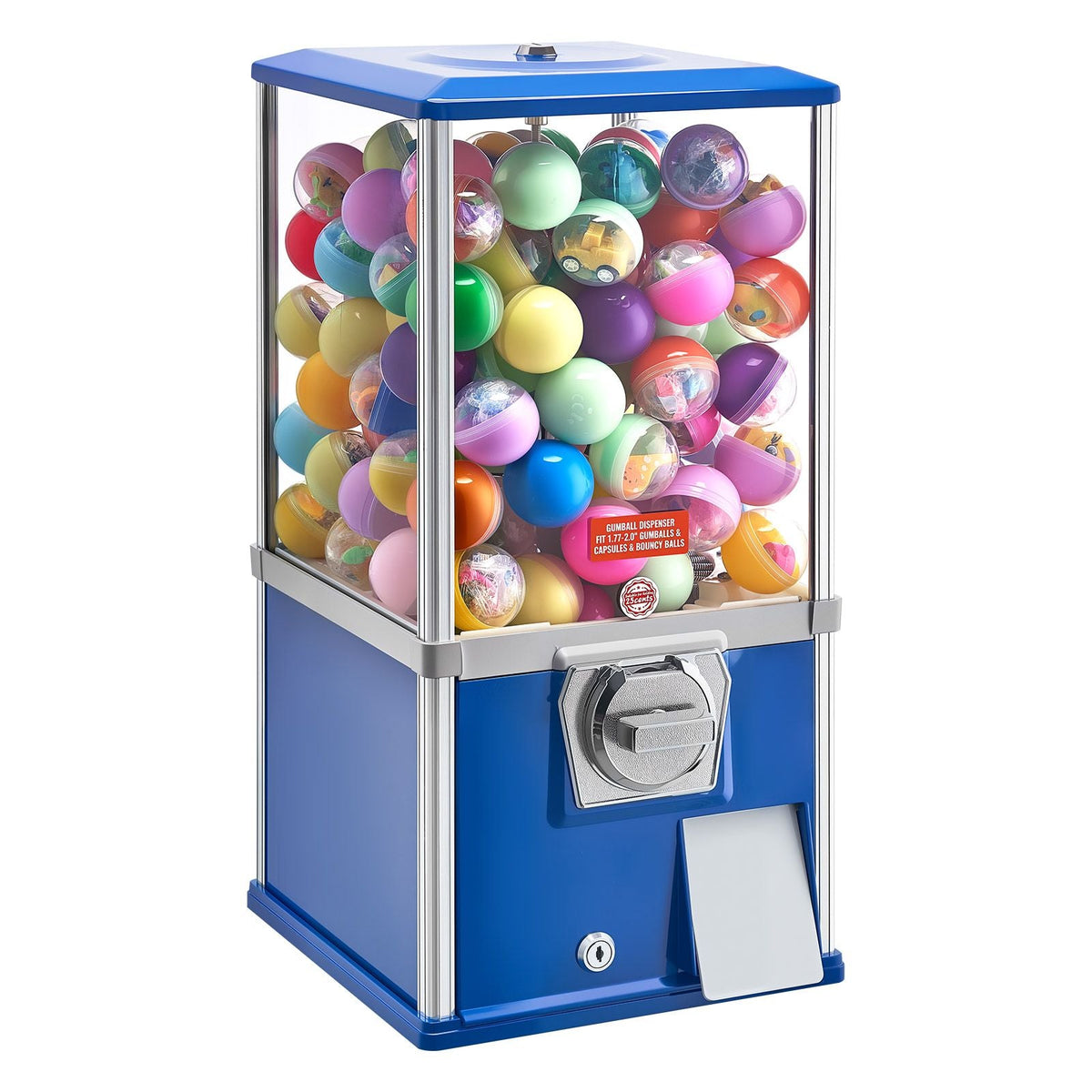 Gumball Machine, 21 inch Height Candy Vending Machine Dispenser, 25-Cent Vending Machines for Shopping Malls, Supermarkets, Amusement Parks, Arcades, Holds Up to 180 1.77 inch Spherical Candies