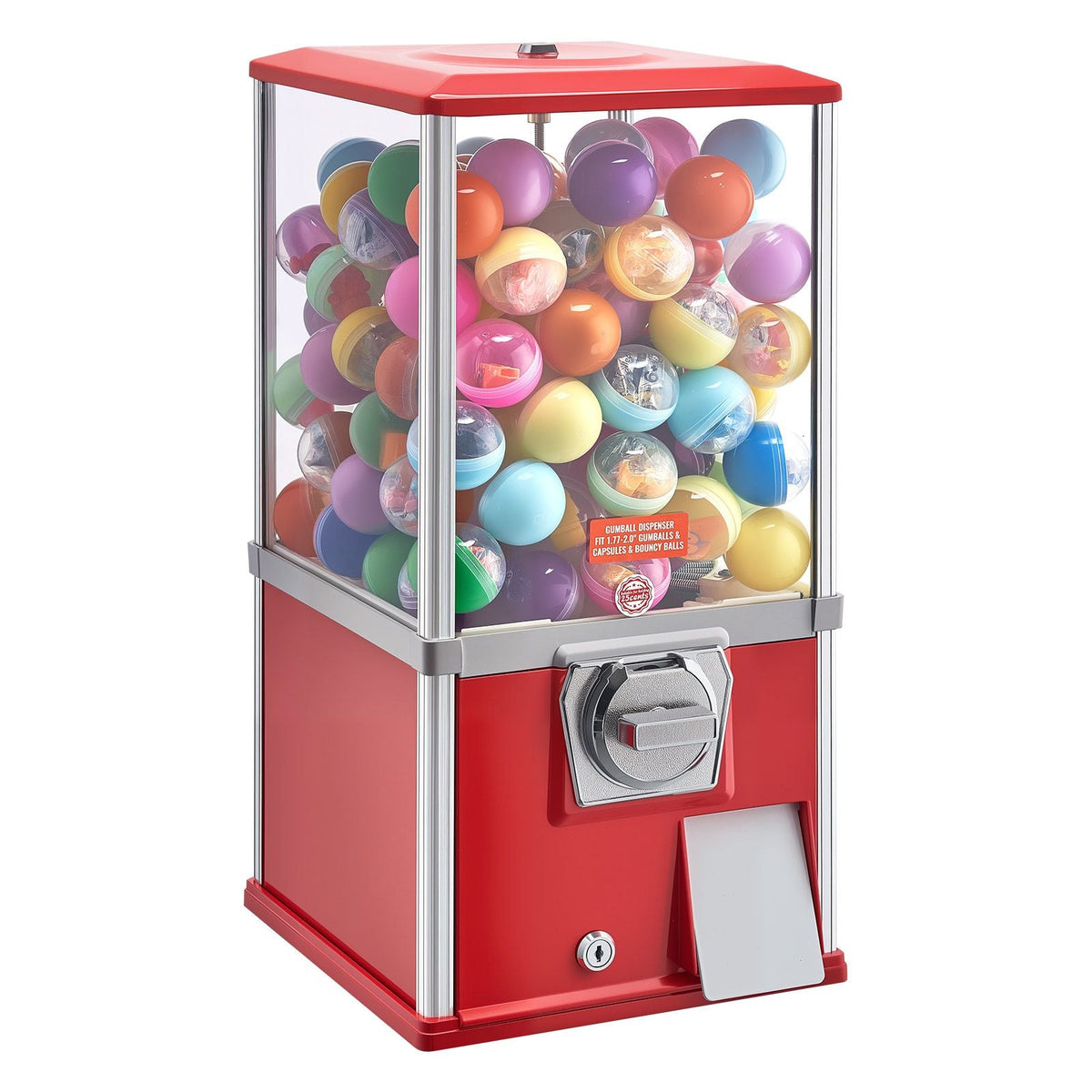 Gumball Machine, 21 inch Height Candy Vending Machine Dispenser, 25-Cent Vending Machines for Shopping Malls, Supermarkets, Amusement Parks, Arcades, Holds Up to 180 1.77 inch Spherical Candies