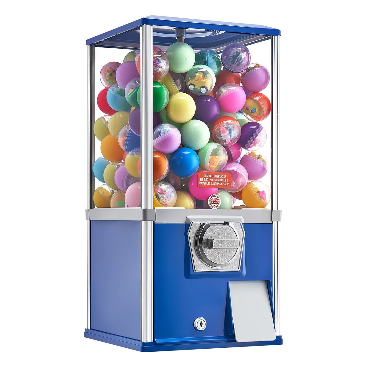 Gumball Machine, 21 inch Height Candy Vending Machine Dispenser, 25-Cent Vending Machines for Shopping Malls, Supermarkets, Amusement Parks, Arcades, Holds Up to 180 1.77 inch Spherical Candies
